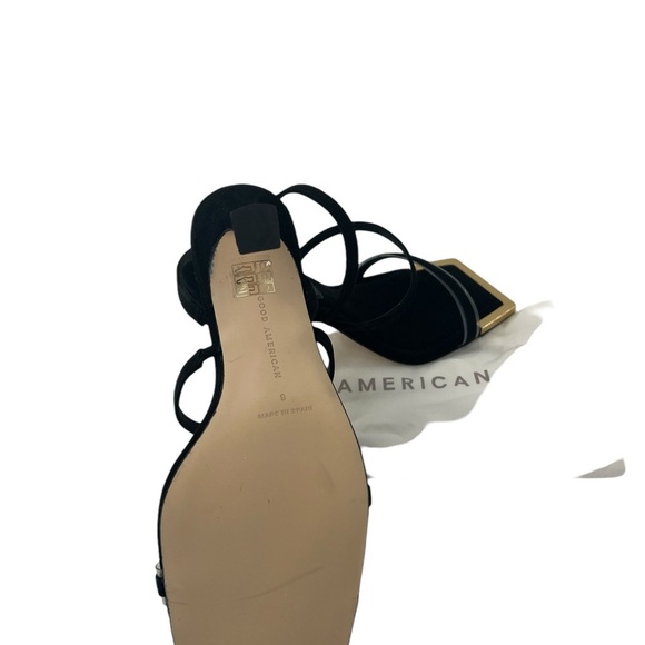 NIB Good American The Standout Suede Square Toe Slingback Black Heel 9 - Picture 6 of 6